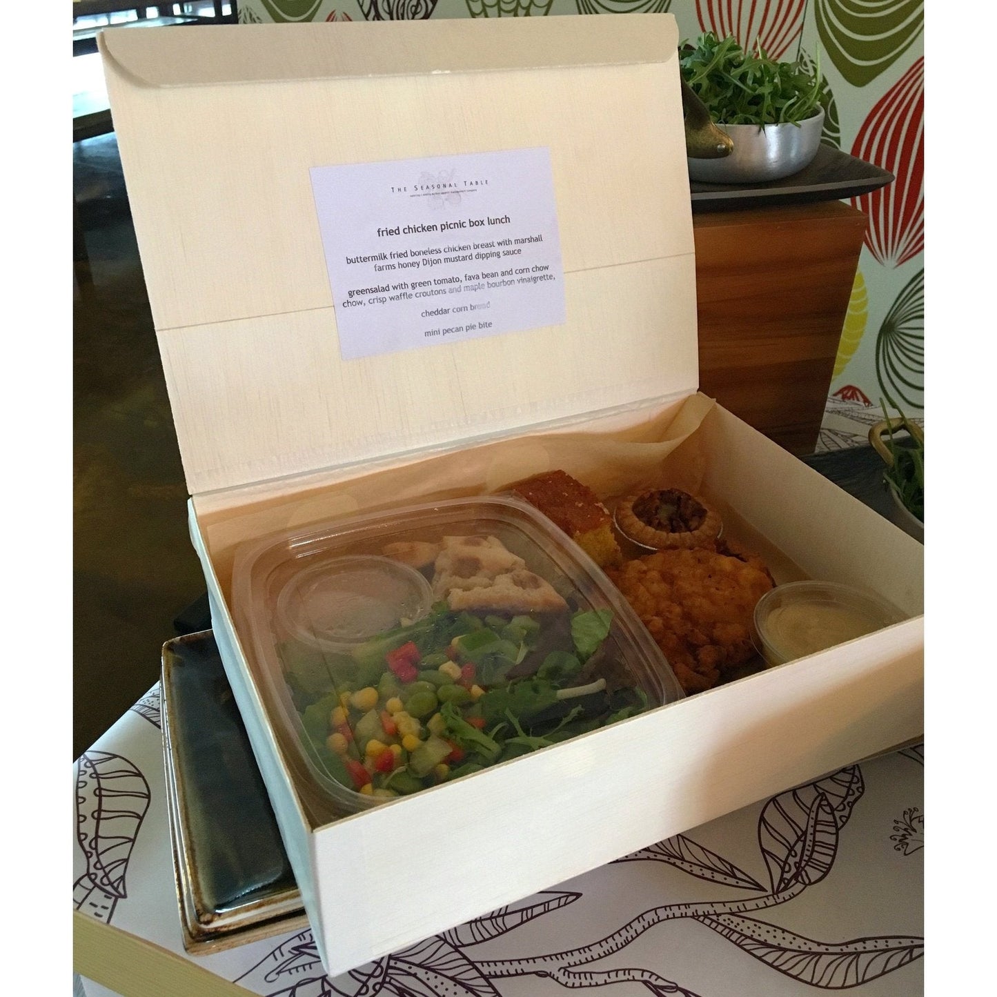 Balsa Wood Catering Tray Or Takeout Box With Collapsible Lid