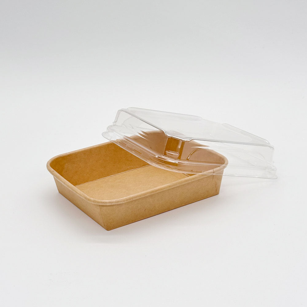 6"x5"x1" Kraft PaperBoard Tray with Clear PET Lid