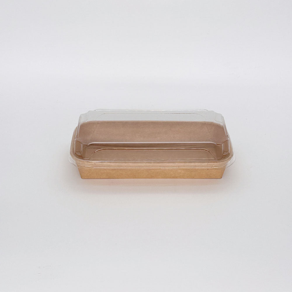 8.75"x3.5"x1" Kraft PaperBoard Tray with Clear PET Lid