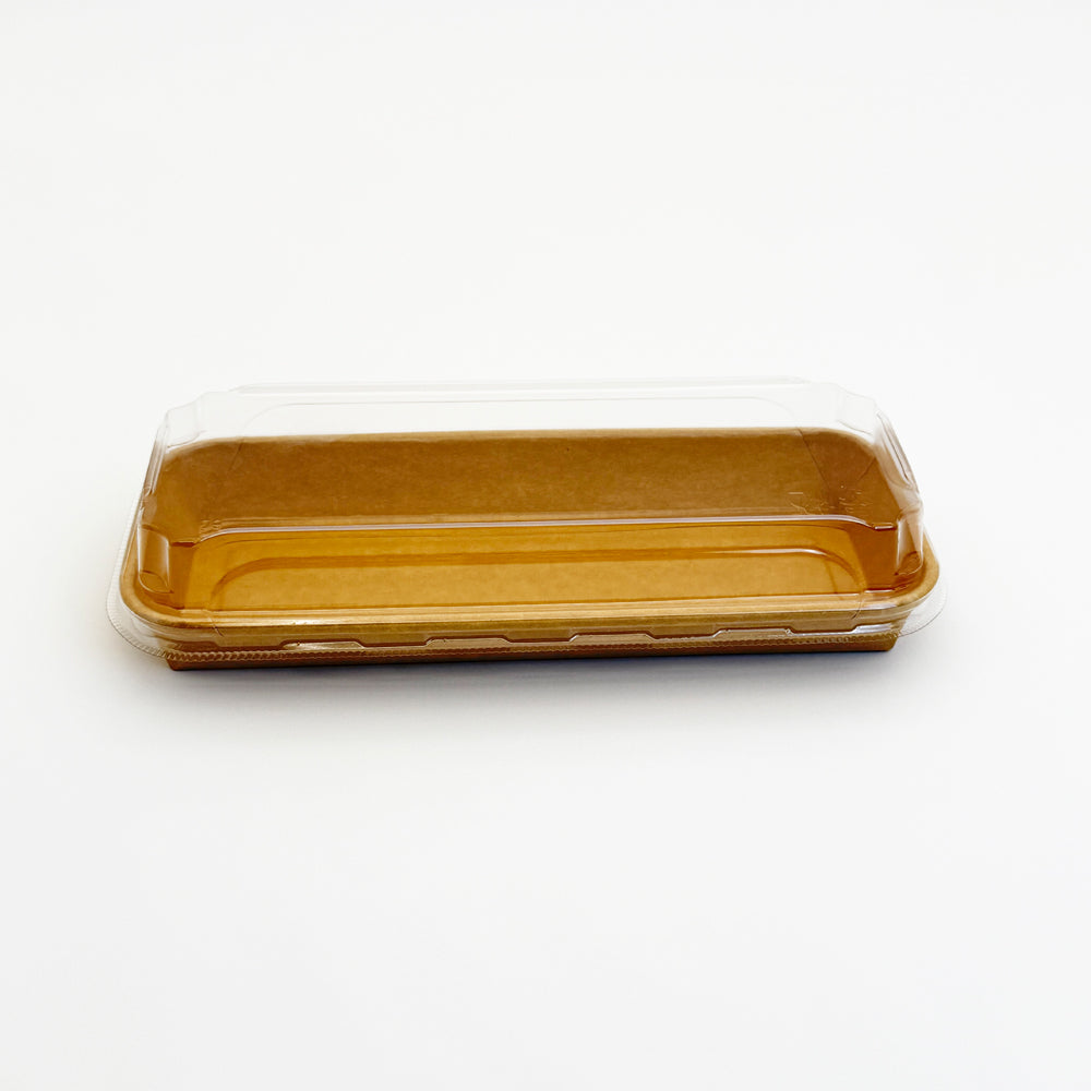8.7"x3.5" Kraft PaperBoard Tray with Clear PET Lid