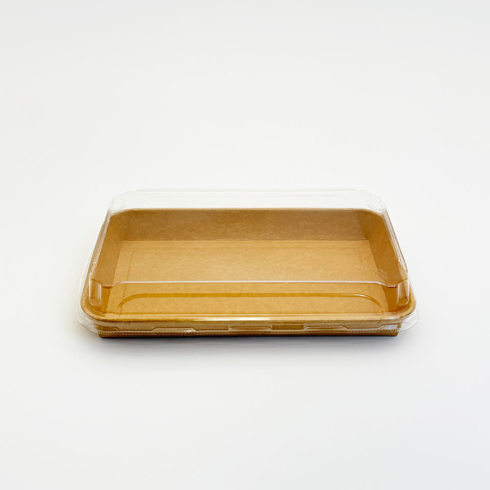 8.7"x5.5" Kraft PaperBoard Tray with Clear PET Lid