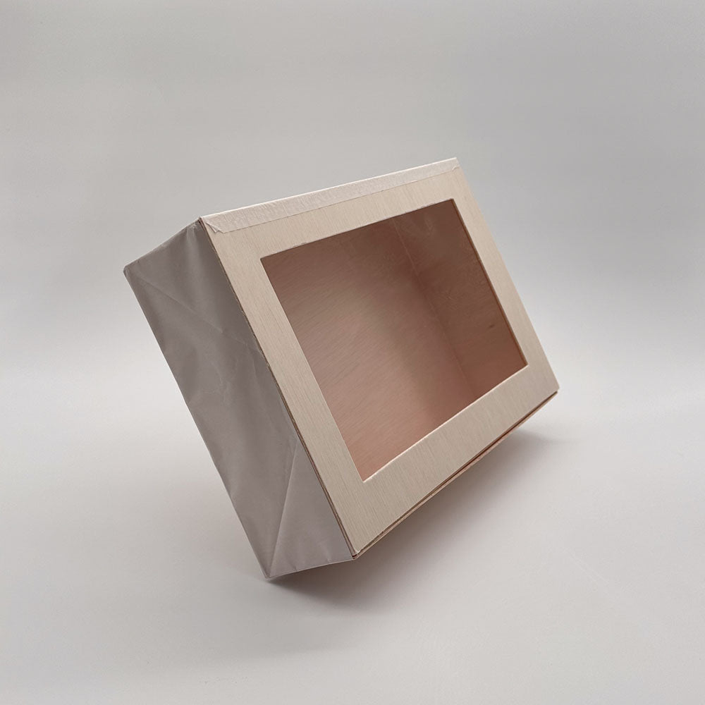 THE PICNIC BOX | 8"x11"x3" Large Balsa Wood Collapsible Box with Attached Window Lid (Graze Craze)