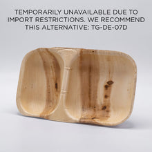 6"x11" Rectangle 2 Compartment Palm Leaf Bowls (12oz/6oz)