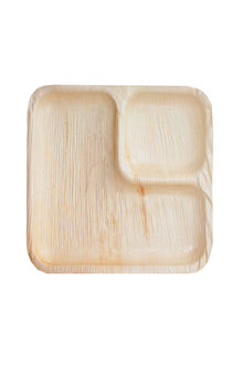 9"x9" Square 2 Compartment Palm Leaf Plate
