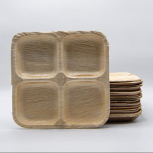 9"x9" Square 4 Compartment Palm Leaf Plate
