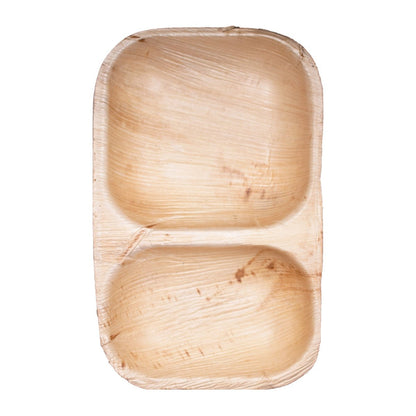 6" x 11" - 2 Compartment Palm Leaf Bowl (25 Count Retail Pack) ESTIMATED RESUPPLY 2/15/21-VerTerra Dinnerware