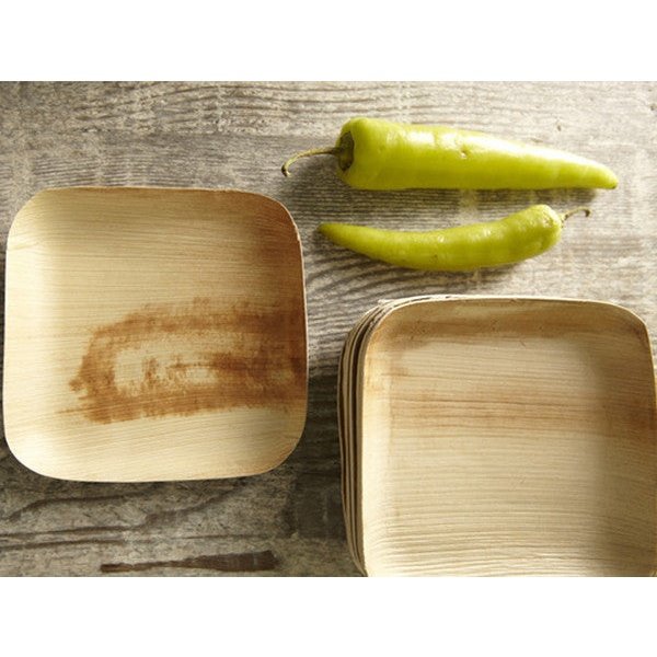 6" x 6" Square Palm Leaf Plates (25 count Retail Pack)-VerTerra Dinnerware