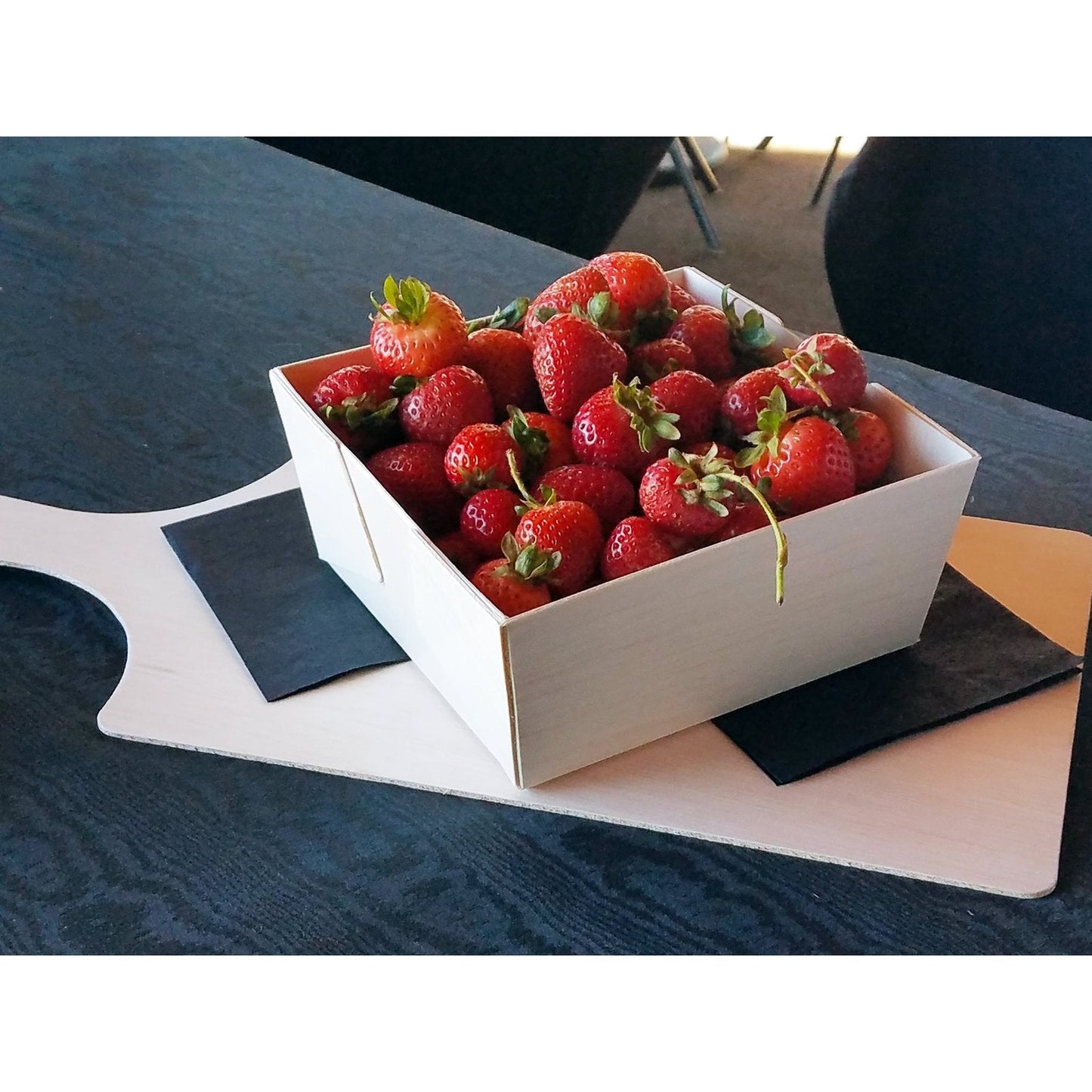 7" x 7" x 3" Fixed Side Balsa Wood Tray With 1/2 Diagonal Partition (10 count Retail Pack)-VerTerra Dinnerware