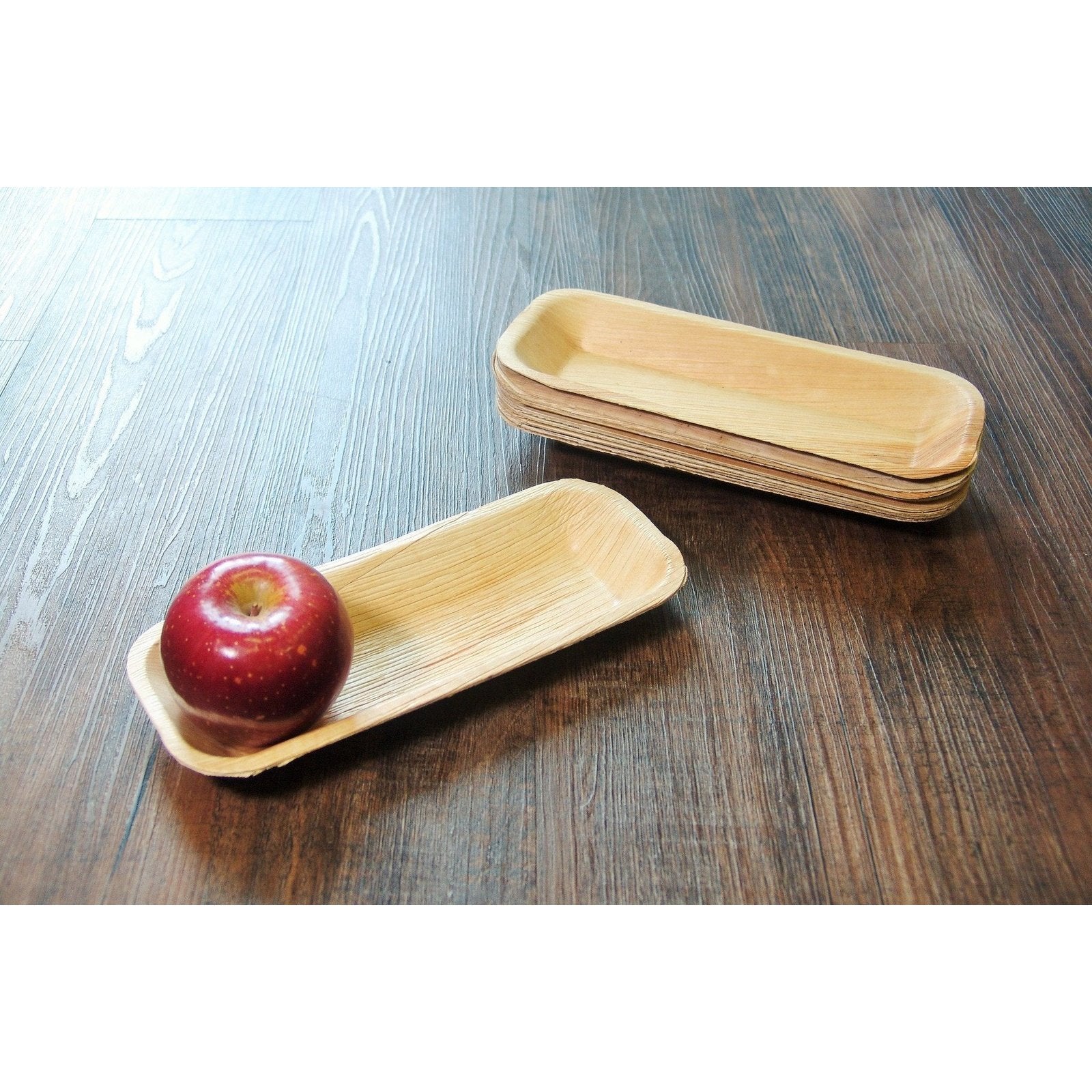 4" x 10" Rectangular Palm Leaf Tray (25 count Retail Pack)-VerTerra Dinnerware