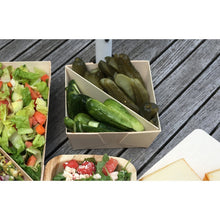 7" x 7" x 3" Fixed Side Balsa Wood Tray With 1/2 Diagonal Partition (10 count Retail Pack)-VerTerra Dinnerware