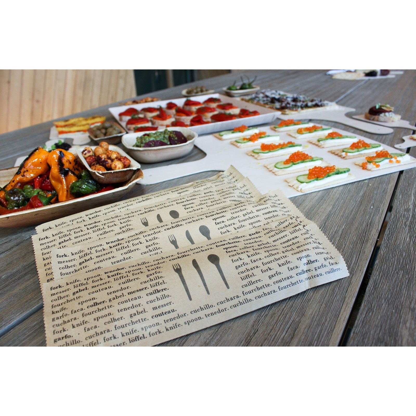 Wooden Cutlery Kit with Napkin (Fork, Knife, Spoon with Napkin) (25 count Retail pack)-VerTerra Dinnerware