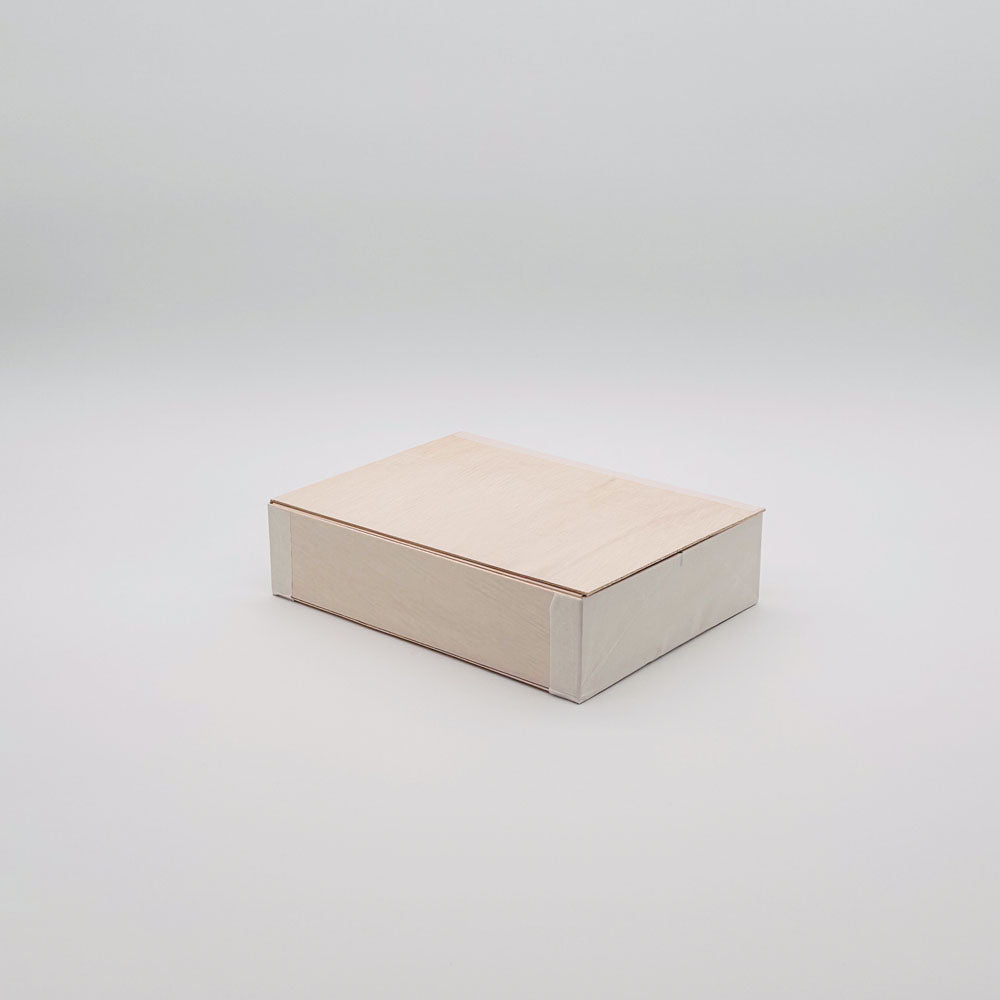6"x8"x2" Vento Balsa Wood Collapsible Box with Attached Lid and 3 Dividers