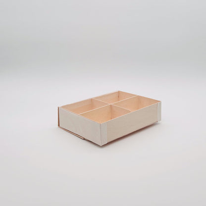 6"x8"x2" Vento Balsa Wood Collapsible Box with Attached Lid and 3 Dividers