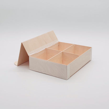 6"x8"x2" Vento Balsa Wood Collapsible Box with Attached Lid and 3 Dividers