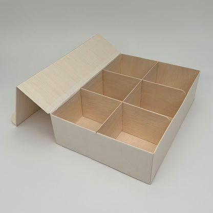 8"x11"x3" Vento Balsa Wood Collapsible Box with Attached Lid and 3 Dividers