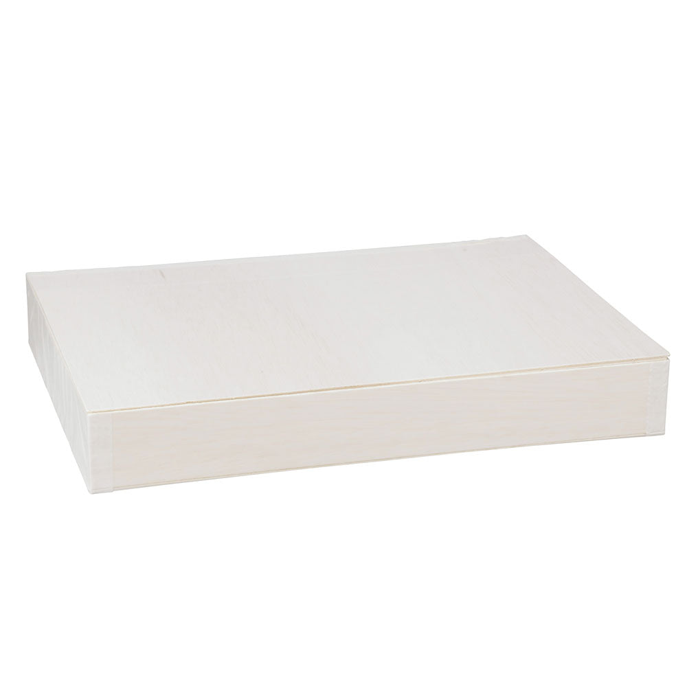 11"x15"x2" Large Balsa Wood Collapsible Box with Attached Lid