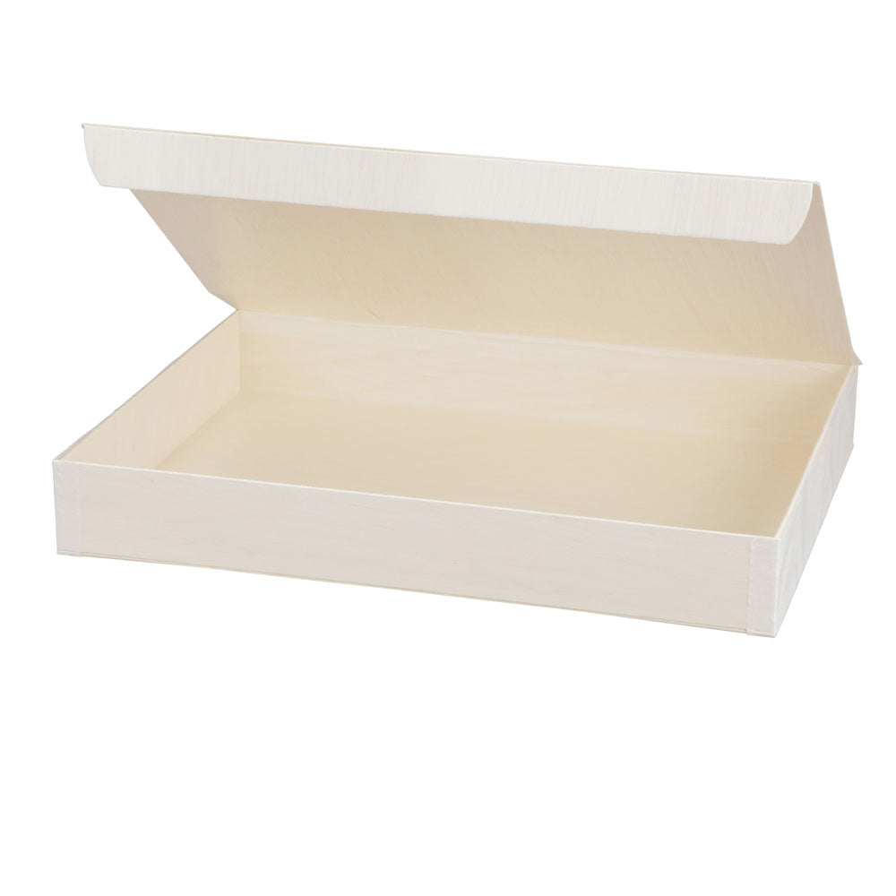 11"x15"x2" Large Balsa Wood Collapsible Box with Attached Lid