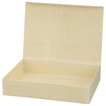 11"x8"x2" Large Balsa Wood Collapsible Box with Attached Lid