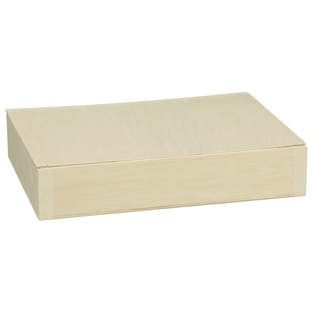 11"x8"x2" Large Balsa Wood Collapsible Box with Attached Lid