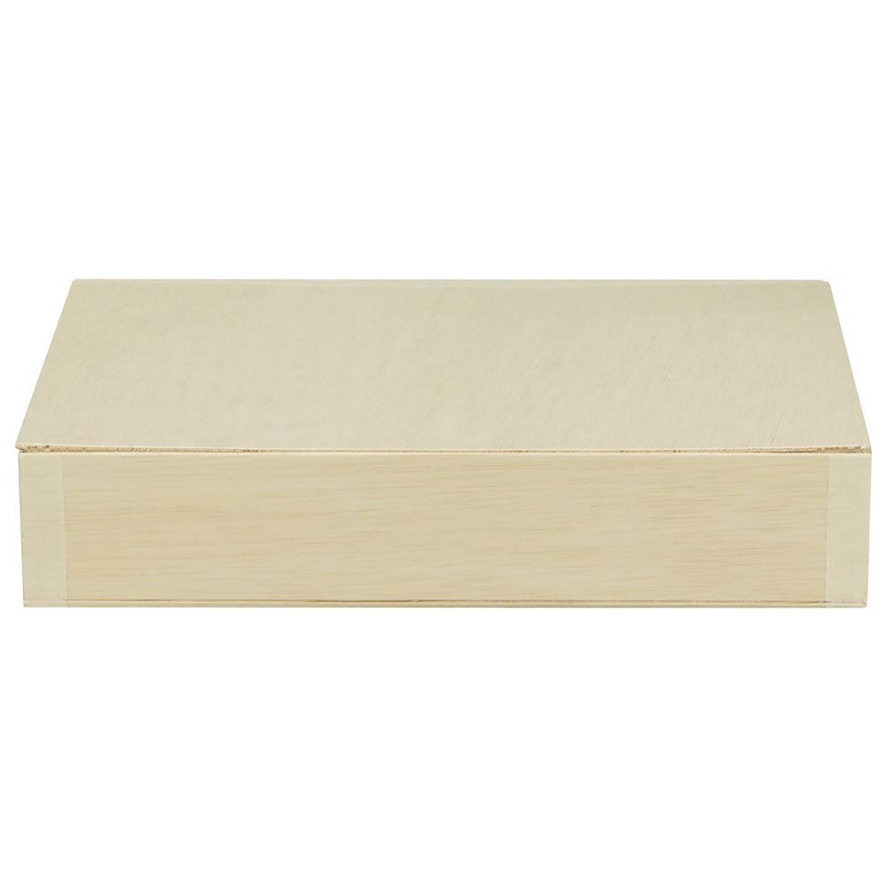 11"x8"x2" Large Balsa Wood Collapsible Box with Attached Lid