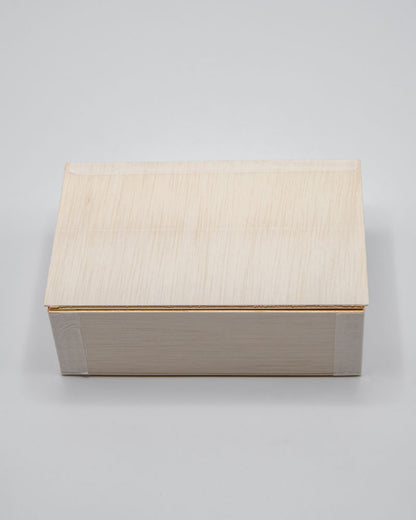 4"x6"x2" Small Balsa Wood Collapsible Box with Attached Lid