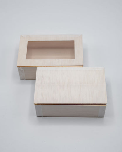 4"x6"x2" Small Balsa Wood Collapsible Box with Attached Lid
