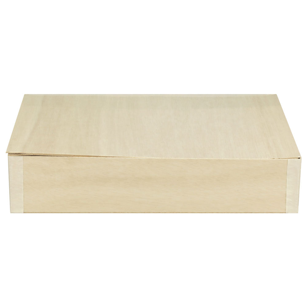 11"x15"x3" Large Deep Balsa Wood Collapsible Tray with Attached Lid