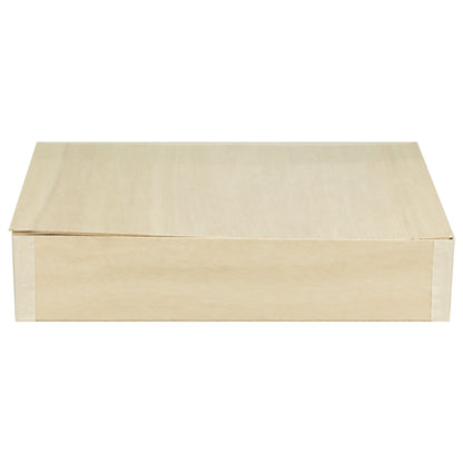 11"x15"x3" Large Deep Balsa Wood Collapsible Tray with Attached Lid