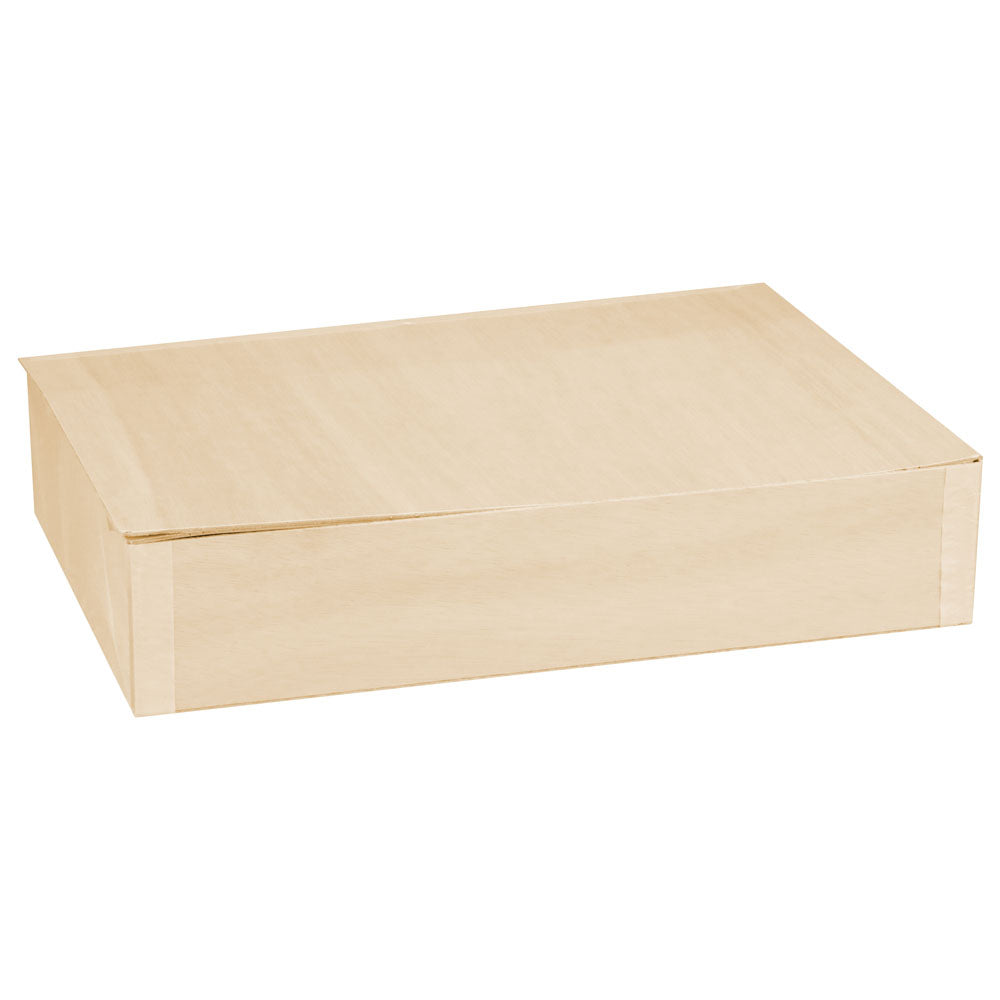 11"x15"x3" Large Deep Balsa Wood Collapsible Tray with Attached Lid