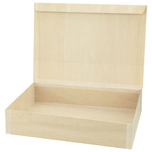 11"x15"x3" Large Deep Balsa Wood Collapsible Tray with Attached Lid