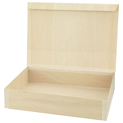 11"x15"x3" Large Deep Balsa Wood Collapsible Tray with Attached Lid