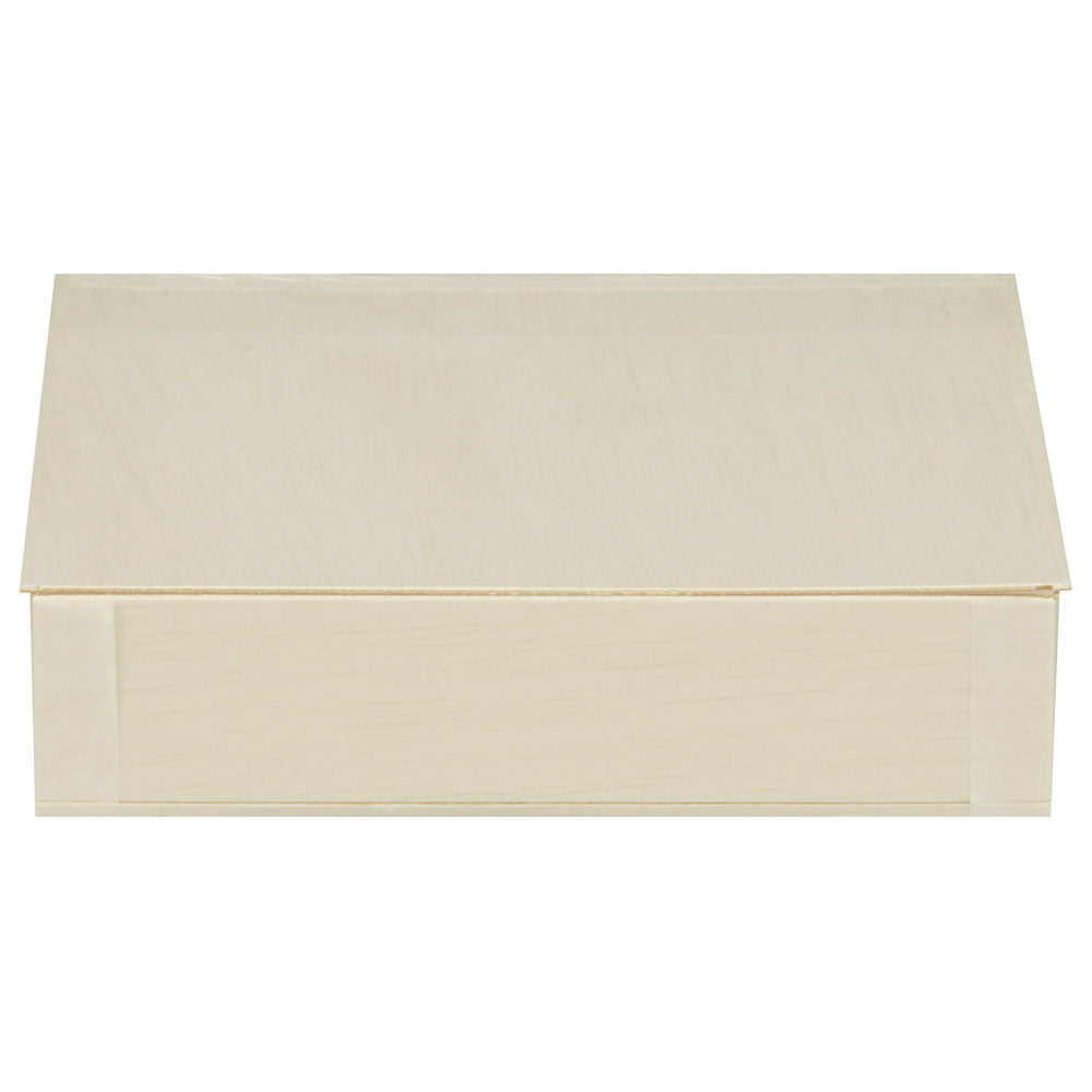 6"x6"x1" Small Balsa Wood Collapsible Box with Attached Lid