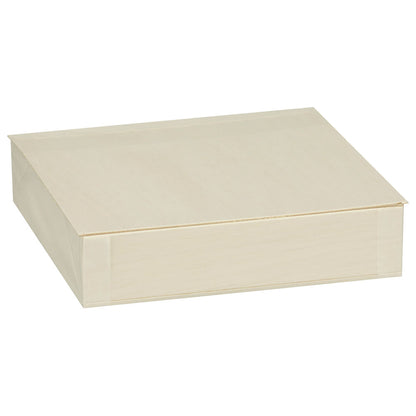 6"x6"x1" Small Balsa Wood Collapsible Box with Attached Lid