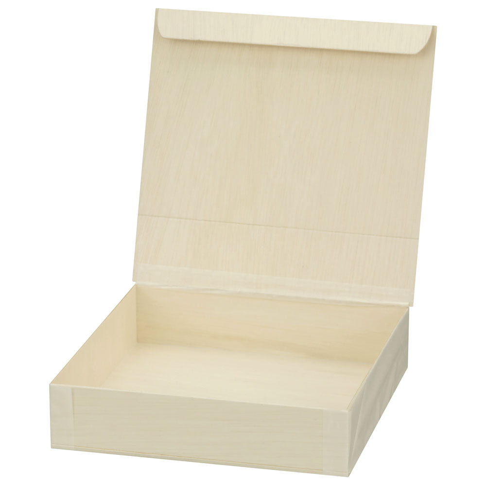 6"x6"x1" Small Balsa Wood Collapsible Box with Attached Lid