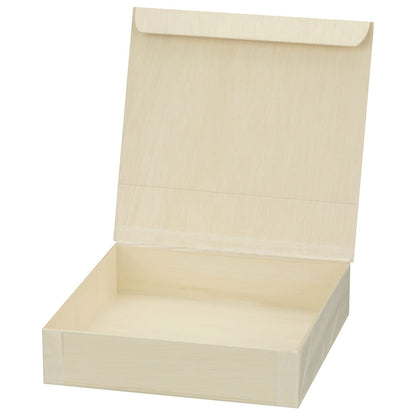 6"x6"x1" Small Balsa Wood Collapsible Box with Attached Lid