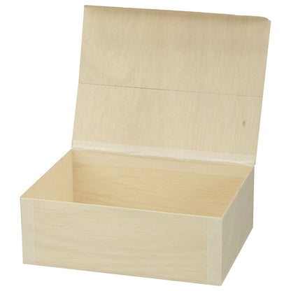 6"x8"x3" Medium Balsa Wood Collapsible Box with Attached Lid