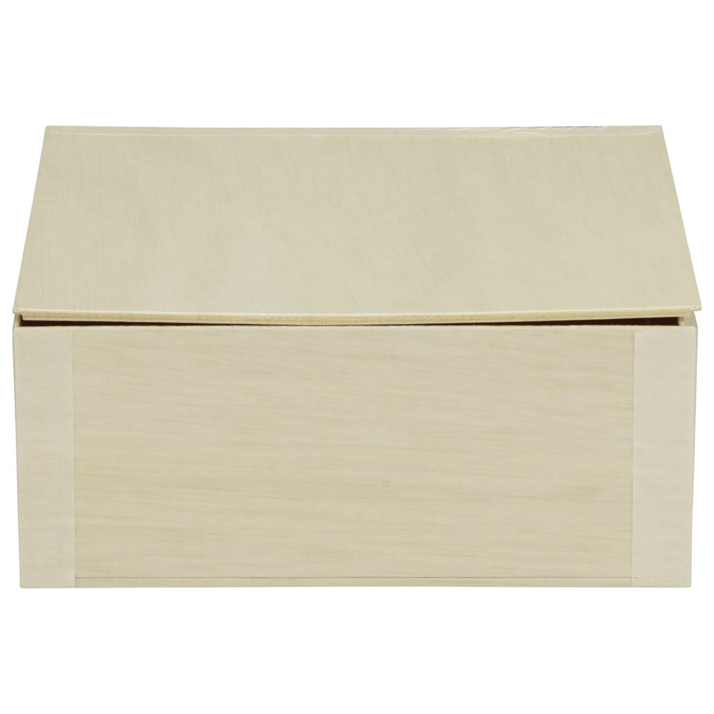 7"x7"x3" Medium Balsa Wood Collapsible Box with Attached Lid