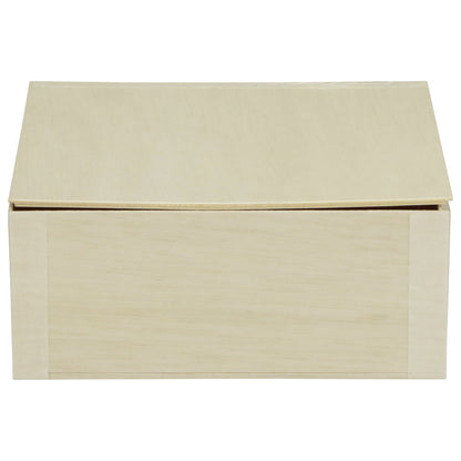 7"x7"x3" Medium Balsa Wood Collapsible Box with Attached Lid