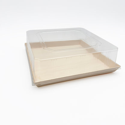 10.7" x 10.7" Large Balsa Wood Tray with Clear PET Lid