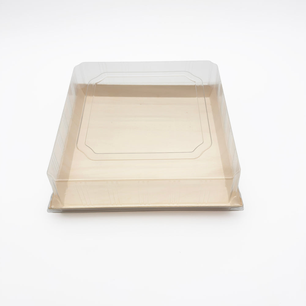 10.7" x 10.7" Large Balsa Wood Tray with Clear PET Lid