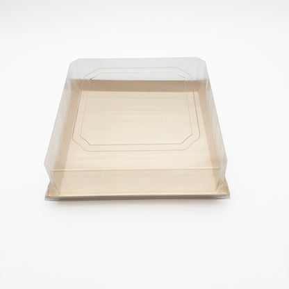 10.7" x 10.7" Large Balsa Wood Tray with Clear PET Lid