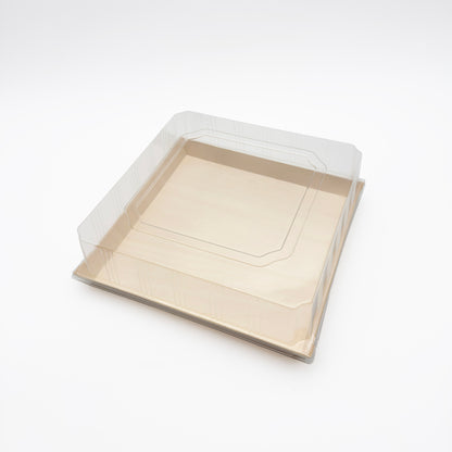 10.7" x 10.7" Large Balsa Wood Tray with Clear PET Lid
