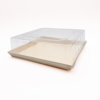 10.7" x 10.7" Large Balsa Wood Tray with Clear PET Lid