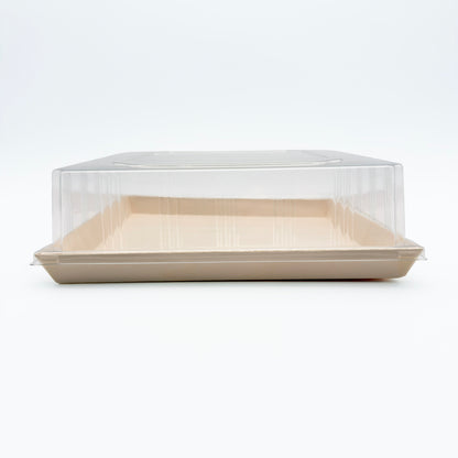 10.7" x 10.7" Large Balsa Wood Tray with Clear PET Lid