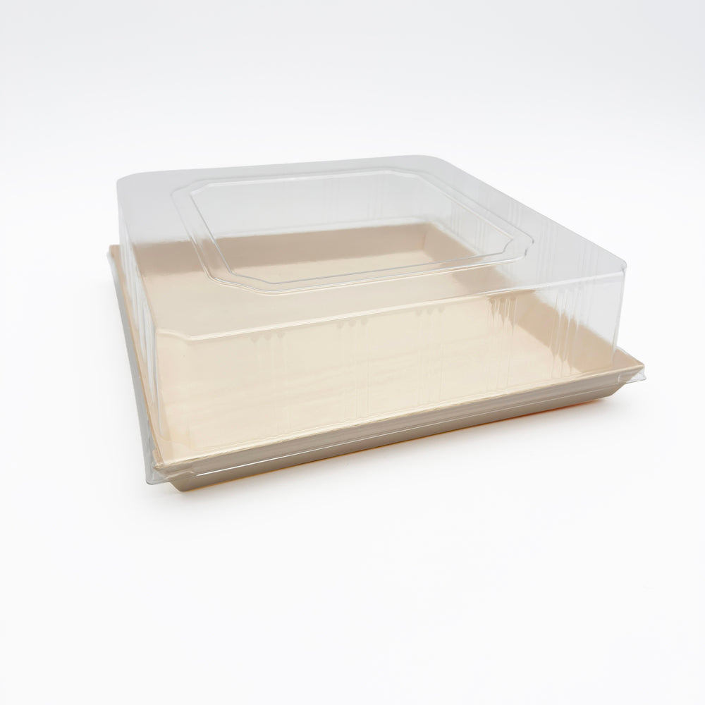 10.7" x 10.7" Large Balsa Wood Tray with Clear PET Lid
