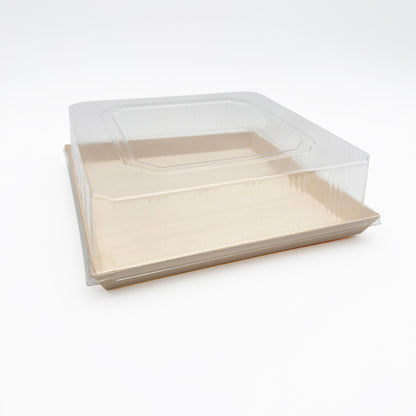 10.7" x 10.7" Large Balsa Wood Tray with Clear PET Lid