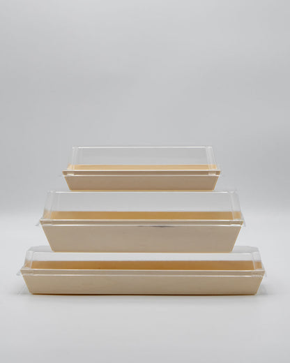 11.8"x2.6" Large Balsa Wood Tray with Clear PET Lid