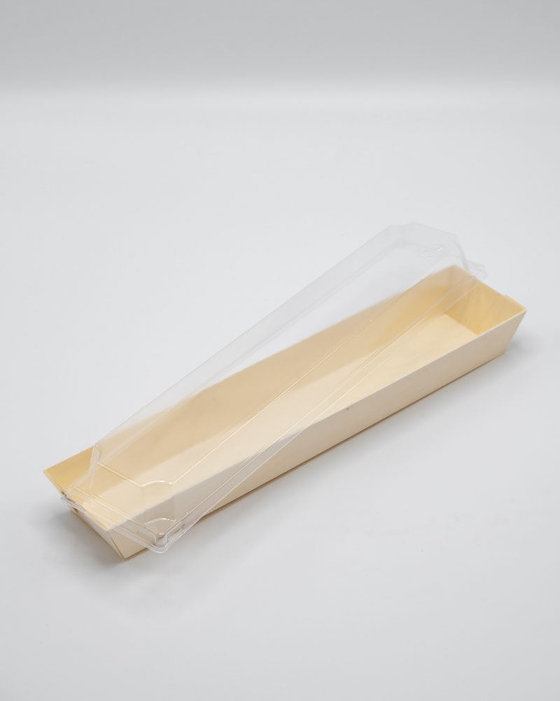 11.8"x2.6" Large Balsa Wood Tray with Clear PET Lid