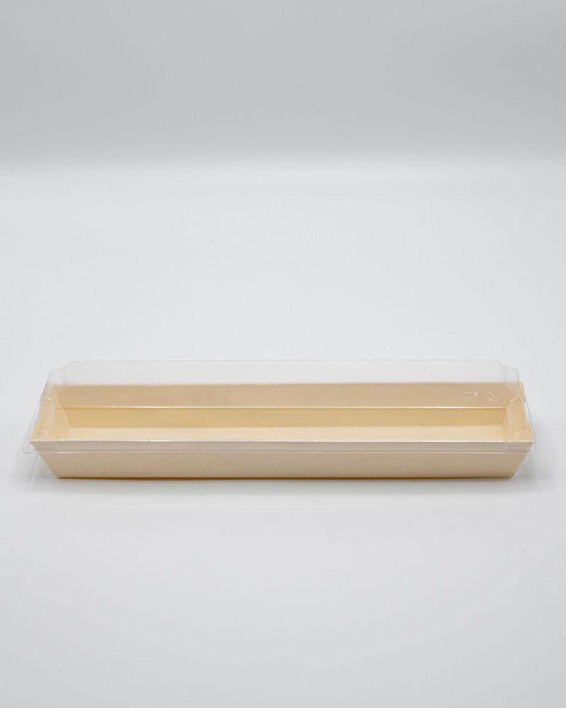 11.8"x2.6" Large Balsa Wood Tray with Clear PET Lid