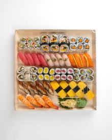 14"x14" Extra Large Balsa Wood Tray with Clear PET Lid